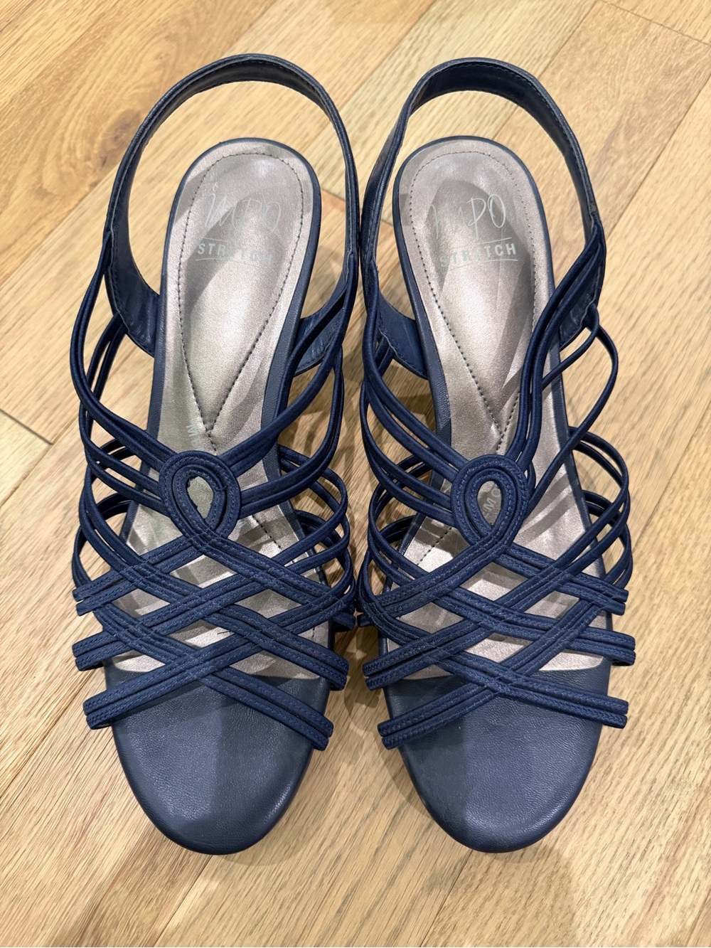 Impo Erin Navy Strappy Slingback Heels | Size 10M
